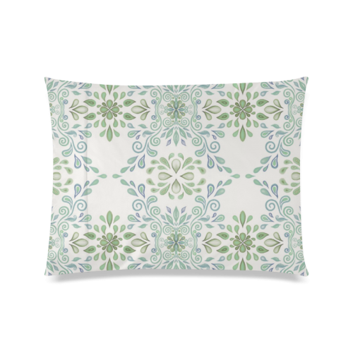 Blue and Green watercolor pattern Custom Zippered Pillow Case 20"x26"(Twin Sides)