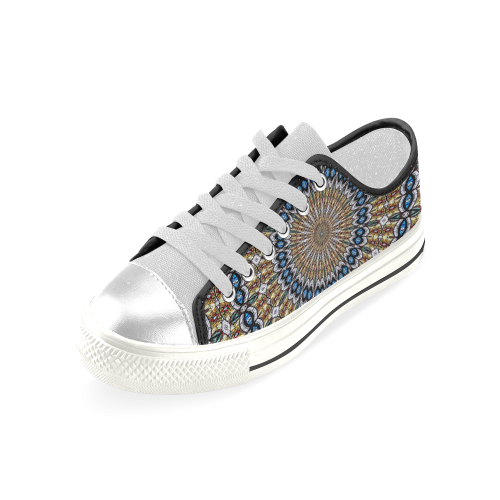 Stained Glass Kaleidoscope Mandala Abstract 6 Women's Classic Canvas Shoes (Model 018)