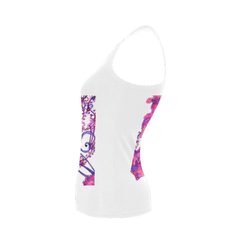 Pink Flower Garden Zendoodle, Purple Gardenscape Women's Shoulder-Free Tank Top (Model T35)