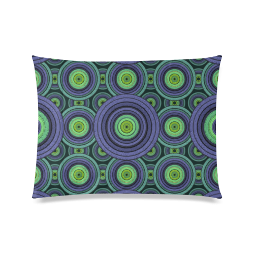 Green and Blue Stitched Custom Zippered Pillow Case 20"x26"(Twin Sides)