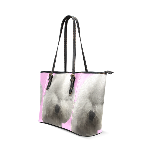 Fluff n Stuff-pink Leather Tote Bag/Large (Model 1640)