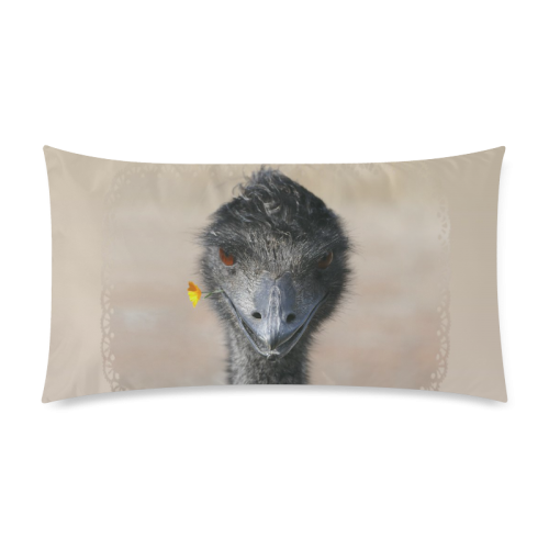 Happy Emu with Flower Rectangle Pillow Case 20"x36"(Twin Sides)