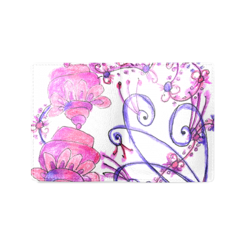 Pink Flower Garden Zendoodle, Purple Gardenscape Men's Leather Wallet (Model 1612)