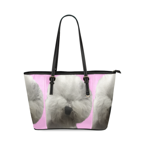 Fluff n Stuff-pink Leather Tote Bag/Large (Model 1640)