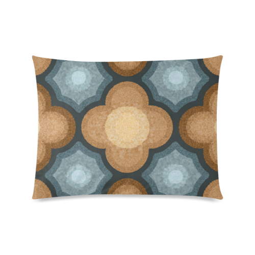 Brown and Blue Floral Pattern Custom Zippered Pillow Case 20"x26"(Twin Sides)