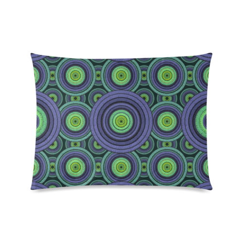 Green and Blue Stitched Custom Zippered Pillow Case 20"x26"(Twin Sides)