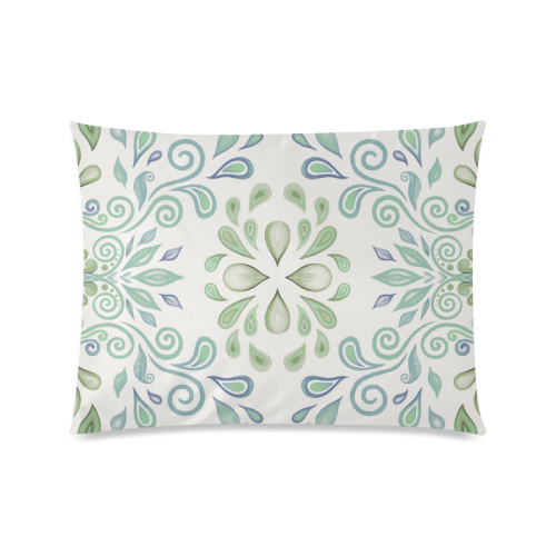 Blue and Green watercolor design Custom Zippered Pillow Case 20"x26"(Twin Sides)