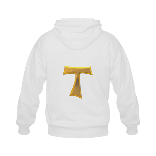 Catholic Christian Symbols Franciscan Tau Cross Gildan Full Zip Hooded Sweatshirt (Model H02)