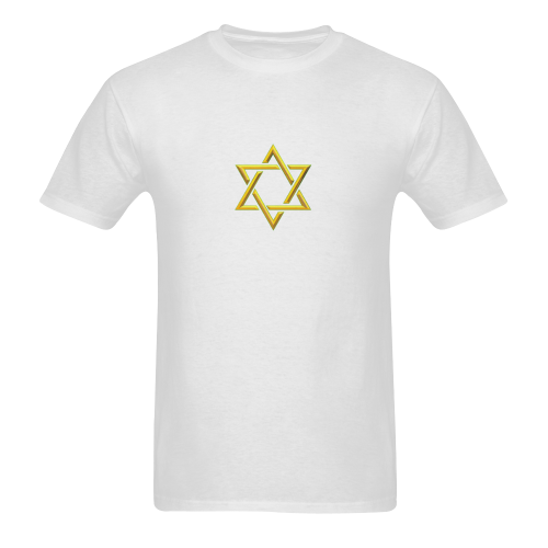 Judaism Symbols Golden Jewish Star of David Men's T-Shirt in USA Size (Two Sides Printing)