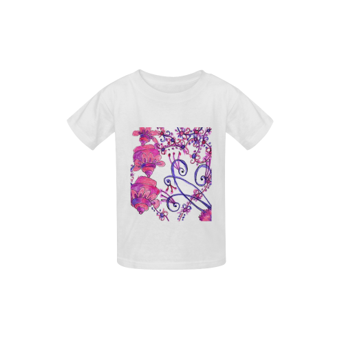 Pink Flower Garden Zendoodle, Purple Gardenscape Kid's  Classic T-shirt (Model T22)