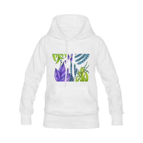 Purple Green Blue Flower Garden, Dancing Zendoodle Women's Classic Hoodies (Model H07)