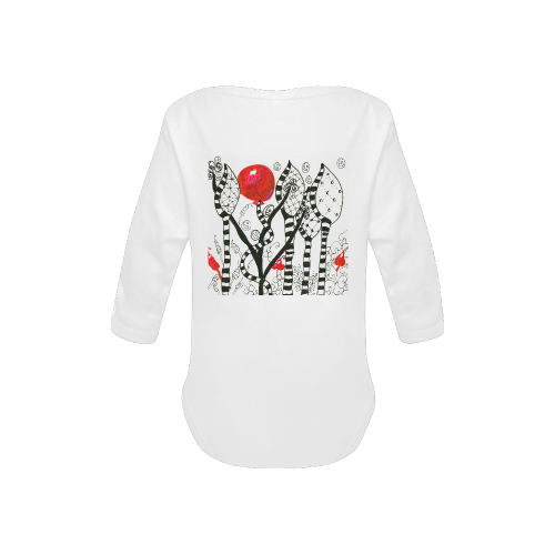 Red Balloon Zendoodle in Fanciful Forest Garden Baby Powder Organic Long Sleeve One Piece (Model T27)