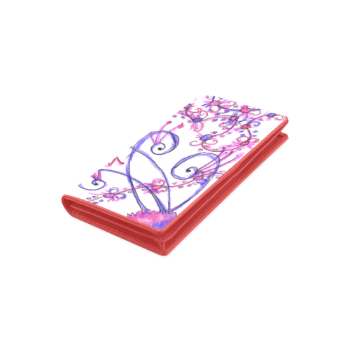 Pink Flower Garden Zendoodle, Purple Gardenscape Women's Leather Wallet (Model 1611)