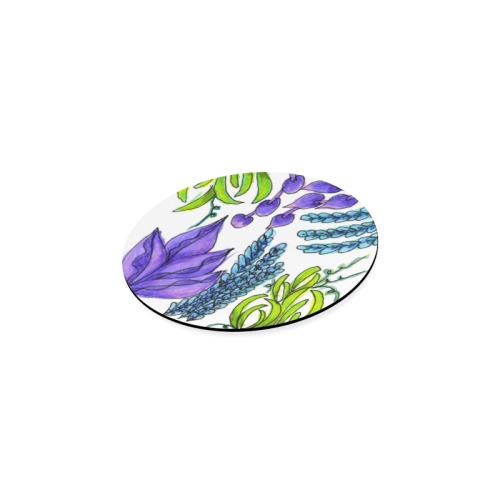 Purple Green Blue Flower Garden, Dancing Zendoodle Round Coaster