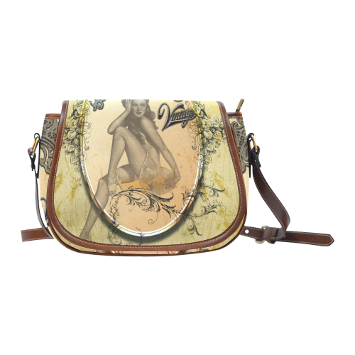 Vintage, wonderful pin up girl Saddle Bag/Small (Model 1649) Full Customization