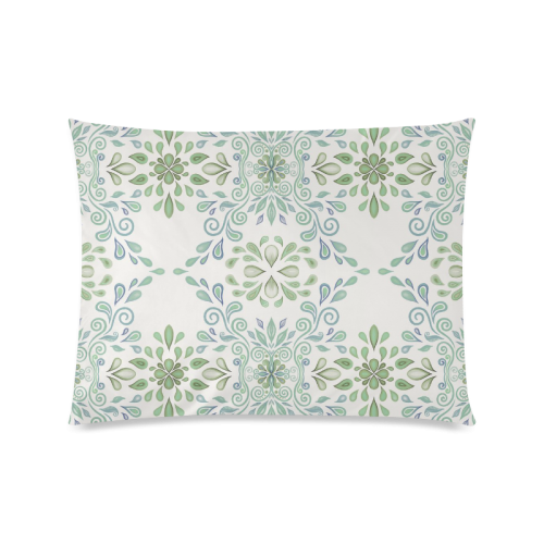 Blue and Green watercolor pattern Custom Zippered Pillow Case 20"x26"(Twin Sides)