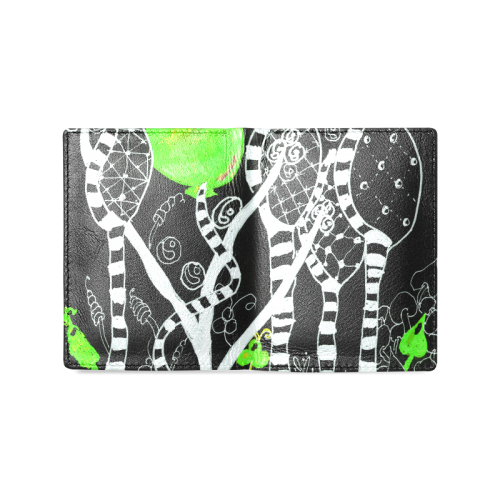 Green Balloon Zendoodle in Night Forest Garden Men's Leather Wallet (Model 1612)