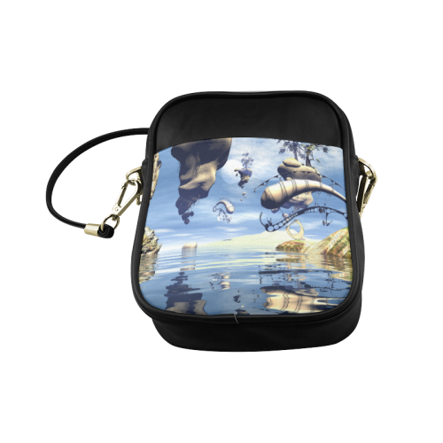 Fantasy world with flying rocks over the sea Sling Bag (Model 1627)