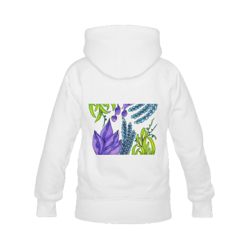 Purple Green Blue Flower Garden, Dancing Zendoodle Women's Classic Hoodies (Model H07)