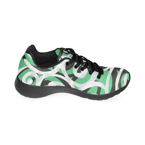 Black White Grey SPIRALS pattern ART Men’s Running Shoes (Model 020)