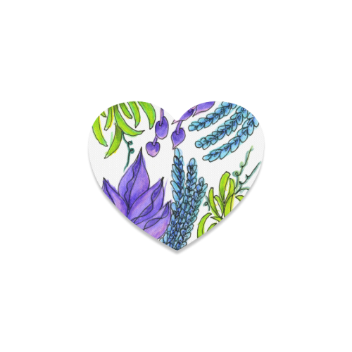 Purple Green Blue Flower Garden, Dancing Zendoodle Heart Coaster