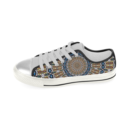 Stained Glass Kaleidoscope Mandala Abstract 6 Women's Classic Canvas Shoes (Model 018)