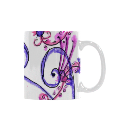 Pink Flower Garden Zendoodle, Purple Gardenscape White Mug(11OZ)