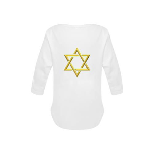 Judaism Symbols Golden Jewish Star of David Baby Powder Organic Long Sleeve One Piece (Model T27)