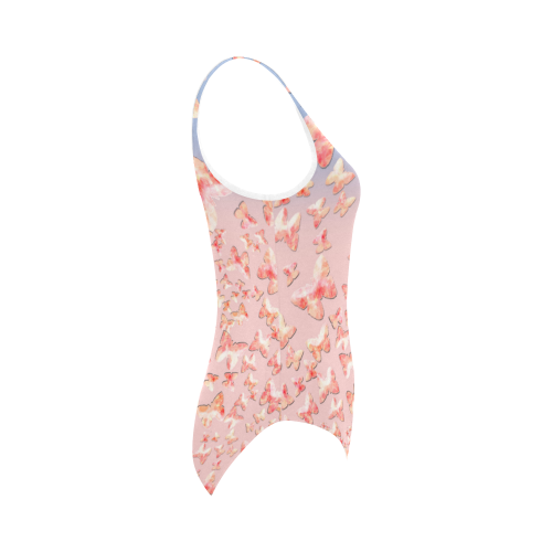 Pink Butterflies Vest One Piece Swimsuit (Model S04)