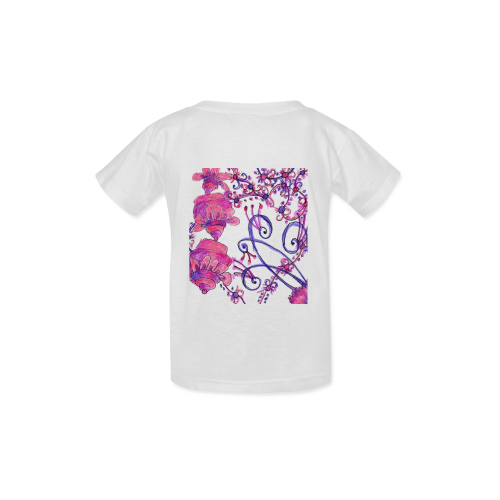 Pink Flower Garden Zendoodle, Purple Gardenscape Kid's  Classic T-shirt (Model T22)
