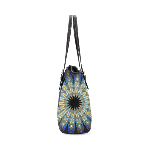 Stained Glass Kaleidoscope Mandala Abstract 8 Leather Tote Bag/Small (Model 1640)