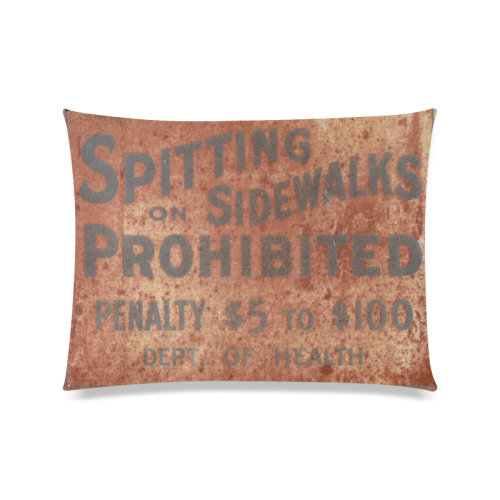 Spitting prohibited, penalty Custom Zippered Pillow Case 20"x26"(Twin Sides)