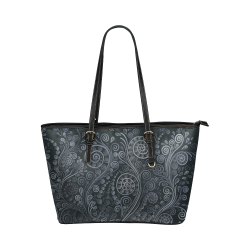 Soft Blue 3D Ornamental Leather Tote Bag/Large (Model 1651)