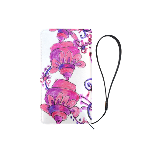 Pink Flower Garden Zendoodle, Purple Gardenscape Men's Clutch Purse （Model 1638）