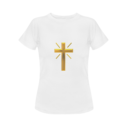 Christian Symbols Golden Resurrection Cross Women's Classic T-Shirt (Model T17）