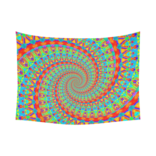 FLOWER POWER SPIRAL multicolored Cotton Linen Wall Tapestry 80"x 60"