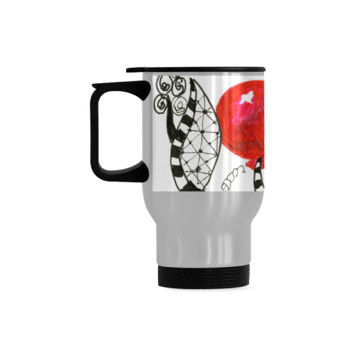Red Balloon Zendoodle in Fanciful Forest Garden Travel Mug (Silver) (14 Oz)