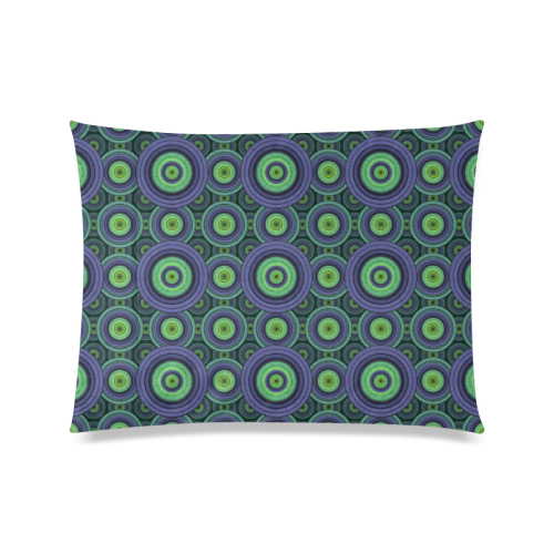 Green and Blue Stitched  Pattern Custom Zippered Pillow Case 20"x26"(Twin Sides)