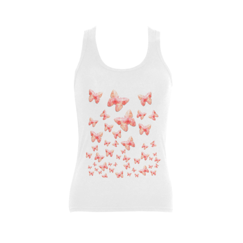 Pink Butterflies Women's Shoulder-Free Tank Top (Model T35)