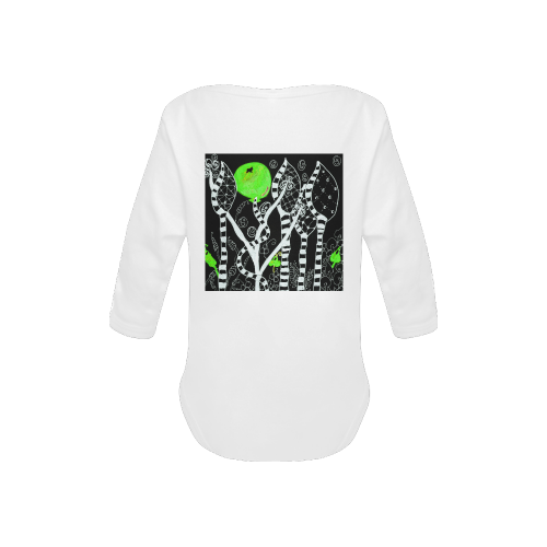 Green Balloon Zendoodle in Night Forest Garden Baby Powder Organic Long Sleeve One Piece (Model T27)