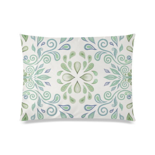 Blue and Green watercolor design Custom Zippered Pillow Case 20"x26"(Twin Sides)