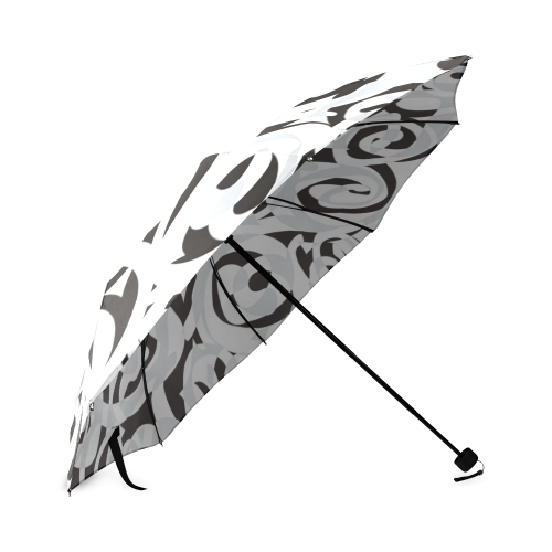 Black White Grey SPIRALS pattern ART Foldable Umbrella (Model U01)
