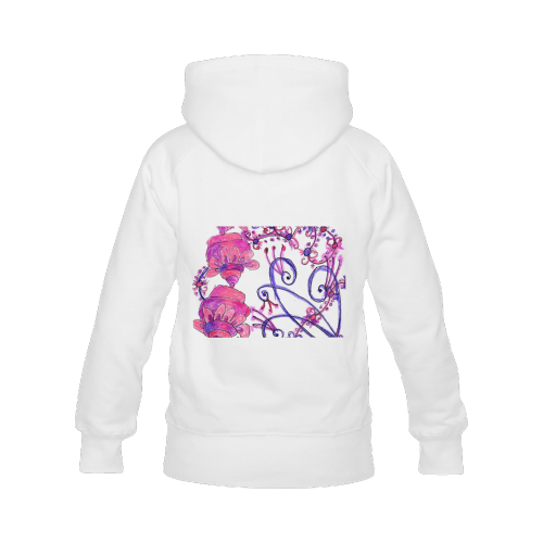 Pink Flower Garden Zendoodle, Purple Gardenscape Women's Classic Hoodies (Model H07)