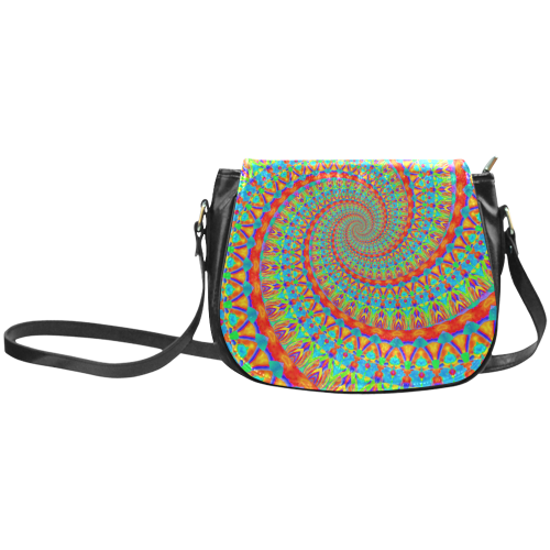 FLOWER POWER SPIRAL multicolored Classic Saddle Bag/Small (Model 1648)
