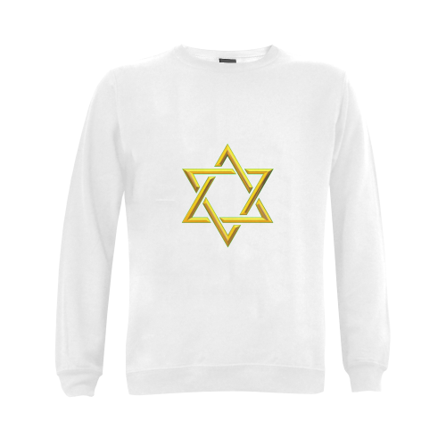 Judaism Symbols Golden Jewish Star of David Gildan Crewneck Sweatshirt(NEW) (Model H01)