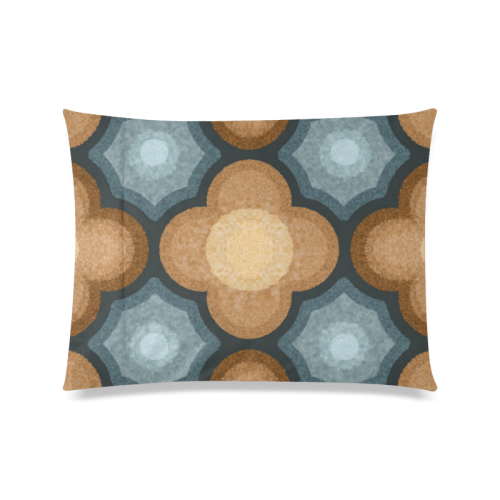 Brown and Blue Floral Pattern Custom Zippered Pillow Case 20"x26"(Twin Sides)