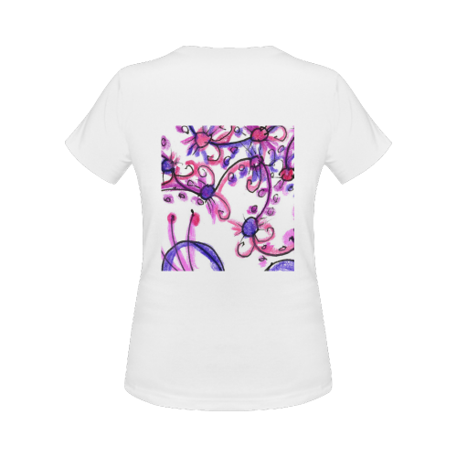Pink Flower Garden Zendoodle, Purple Gardenscape Women's Classic T-Shirt (Model T17）