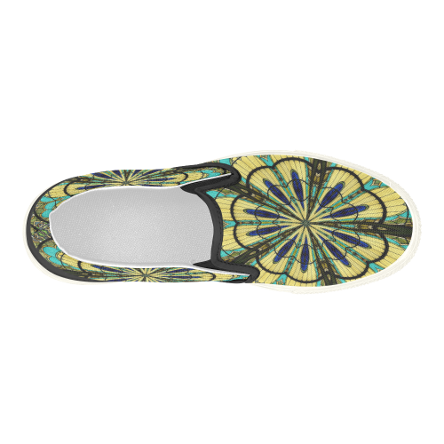 Stained Glass Kaleidoscope Mandala Abstract 5 Women's Slip-on Canvas Shoes (Model 019)