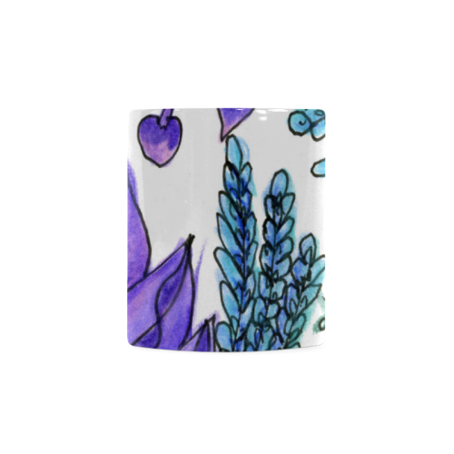 Purple Green Blue Flower Garden, Dancing Zendoodle White Mug(11OZ)