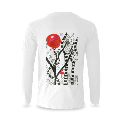 Red Balloon Zendoodle in Fanciful Forest Garden Sunny Men's T-shirt (long-sleeve) (Model T08)